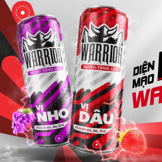 [LỐC 6 LON] Nước tăng lực Warrior vị nho