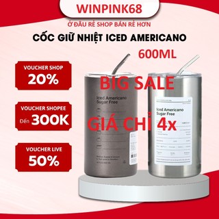 Ly Giữ Nhiệt Iced Americano Inox 304 Đúc Liền Khối Cao Cấp Có Nắp Đậy Tặng Kèm Ống Hút Bảo Hành 6 Tháng