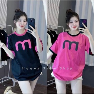 Áo phông rót viền chữ M chất cotton su form rộng túi zip