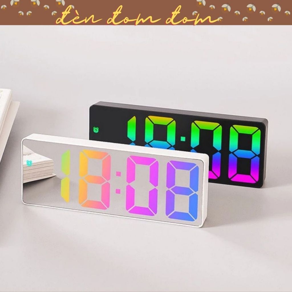 Đồng Hồ Led Để Bàn Báo Thức Điện Tử Thông Minh Decor trang trí bàn làm việc, màn gương số to rõ đa chức năng G0712