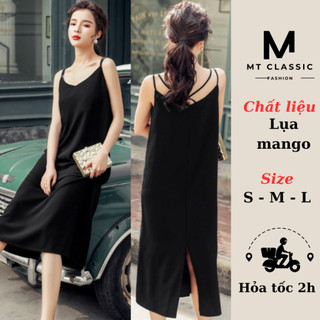 ( Hỏa tốc ) Đầm suông 2 dây dài, váy đầm maxi vải lụa mango hai lớp cao cấp mềm mịn, thoáng mát, không nhăn - MT CLASSIC