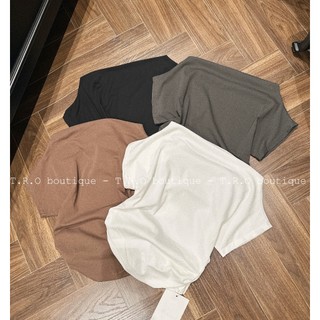 Áo cotton trơn trễ vai hothit