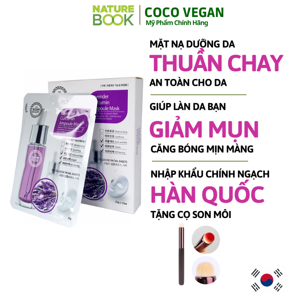 Mặt Nạ Giấy Dưỡng Trắng Da Hàn Quốc, Cấp Ẩm Mờ Thâm Bổ Sung Collagen, Nhau Thai Cừu Nature Book Ncc Coco Vegan
