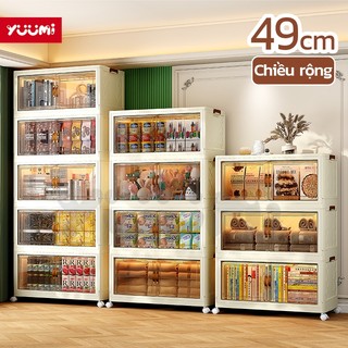 Yuumi cửa nam châm trong suốt cao cấp 49cm vàng kem tủ nhựa tủ quần áo hộp đựng đồ tủ bếp tủ đựng đồ