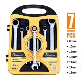 Bộ cờ lê vòng miệng tự động với 7 size 8-19mm, cơ chế siết tự động sử dụng linh hoạt