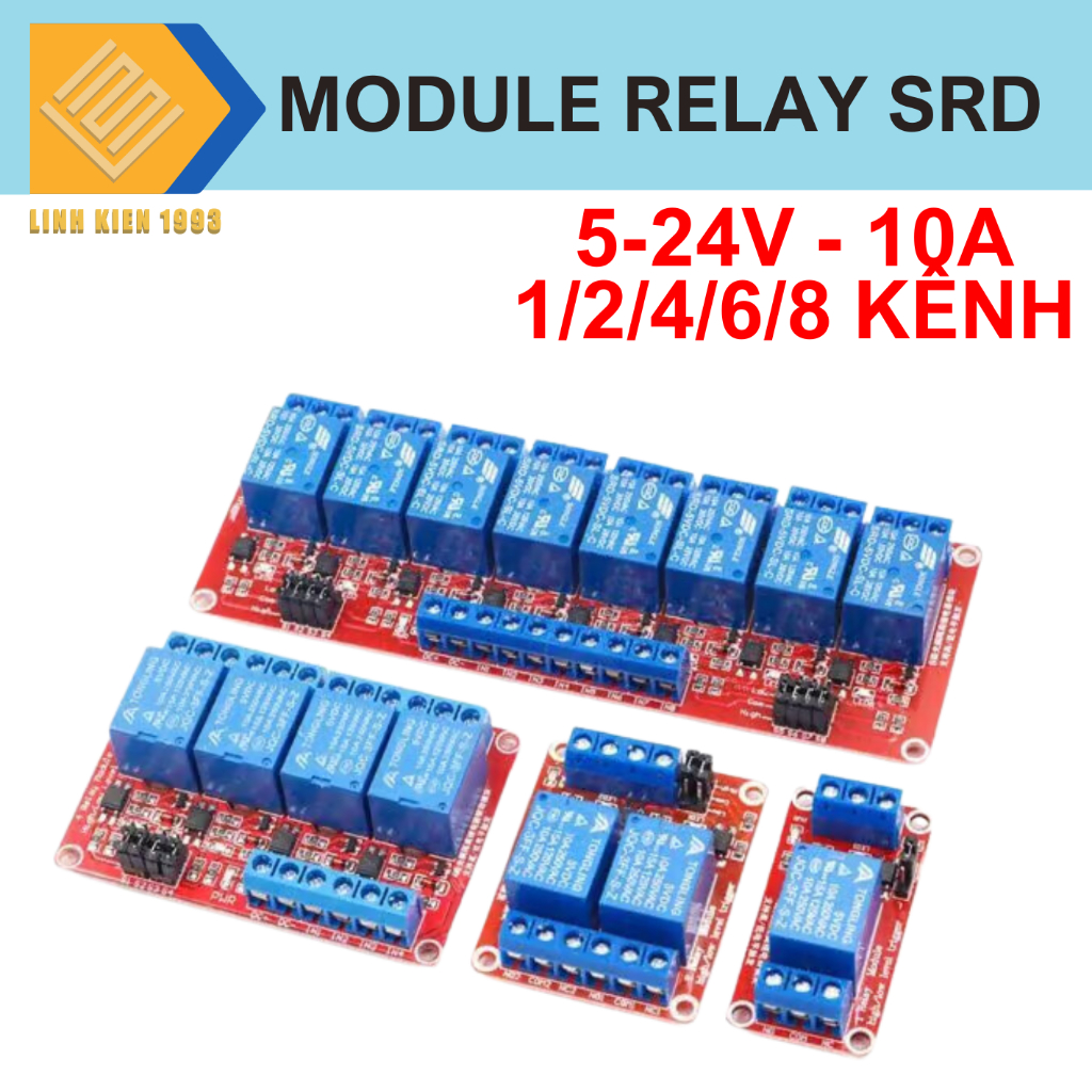 Module Relay 1/2/4/6/8 kênh 12v10a kích mức Cao/Thấp
