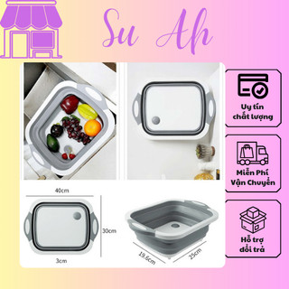 Chậu thau gấp gọn silicon kiêm thớt tiện dụng