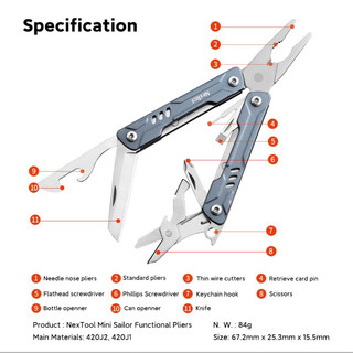 Kìm đa năng nextool mini sailor 11in1