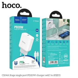 Bộ sạc nhanh hoco type-c to lp hoco c104a 20w kèm cáp pd chính hãng dành cho điện thoại lp bảo hành 12th,bộ sạc nhanh