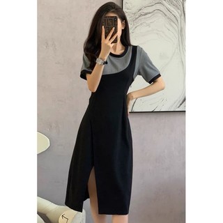 Đầm body thun phối màu siêu đẹp