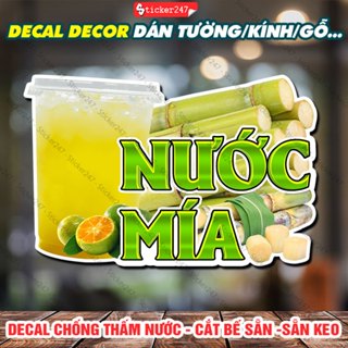 Decal Nước Mía trang trí quán  Sticker Nước Mía , Decal dán tường, tủ, kính, quầy, xe trà sữa, xe cà phê, bền màu