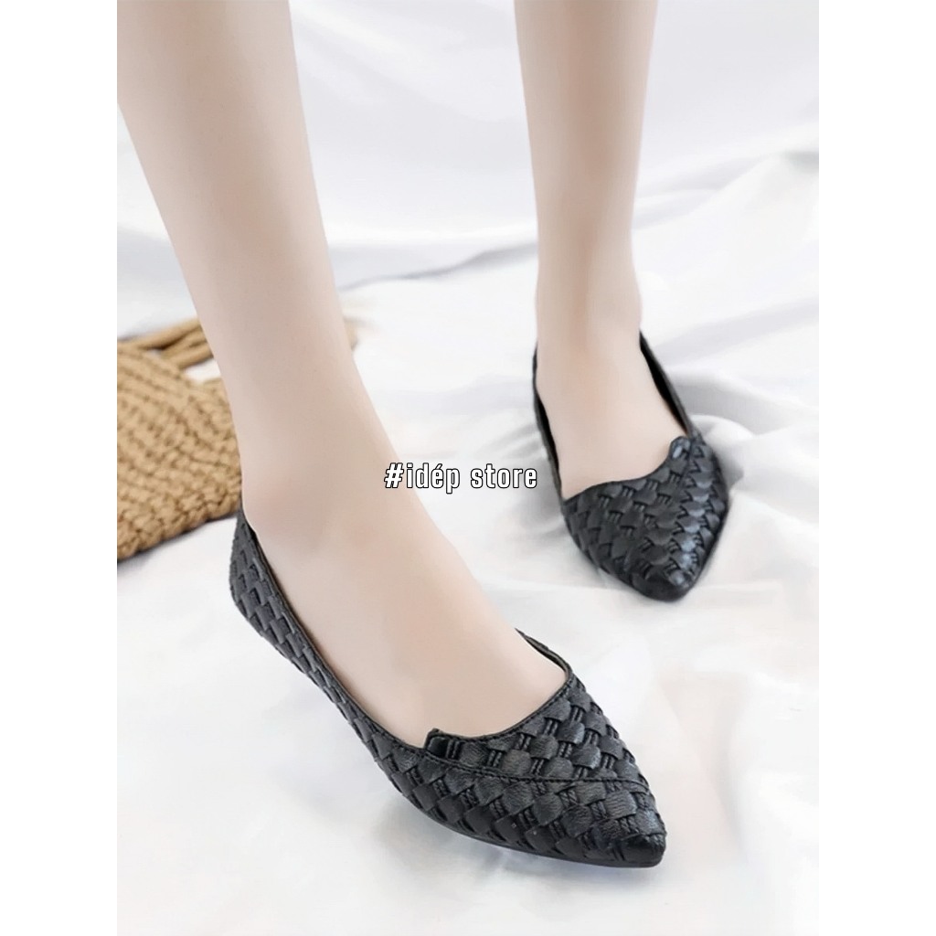 Giày búp bê nhựa dẻo đi mưa đi làm công sở mũi nhọn êm chân chống trơn trượt thời trang 𝐢𝐃𝐄𝐏 𝐆𝐋𝟎𝟓𝟒