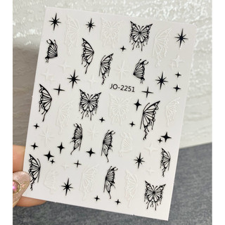 Sticker Hình Dán Bướm Trắng Đen-Metal