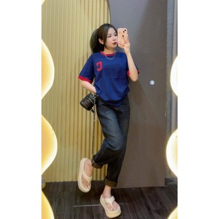 Áo Thun In Chữ C Tay Ngắn Cổ Tròn Chất Zipp Thái Form Vừa Xinh Xắn Shop Tiến Linh