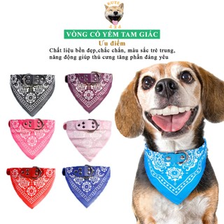 Vòng cổ cho chó mèo - Vòng cổ da yếm tam giác họa tiết cho thú cưng