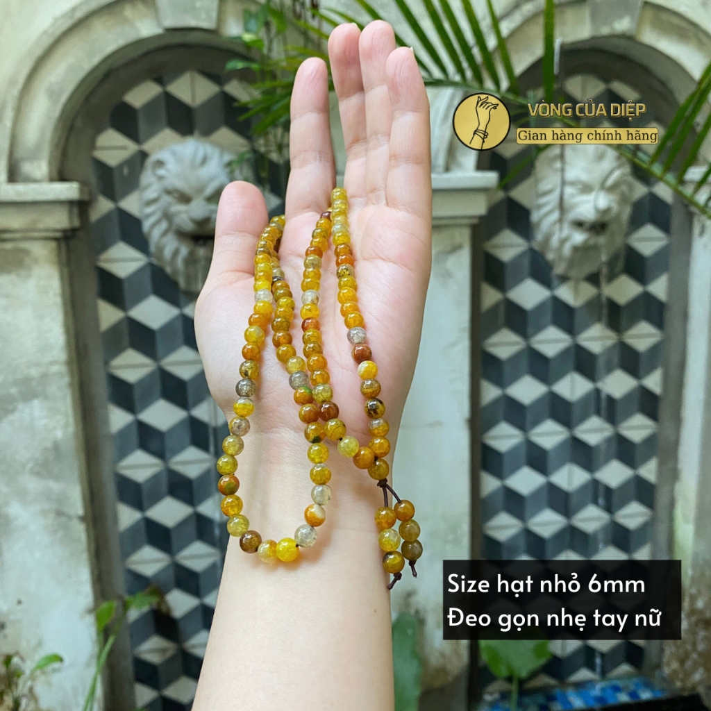 Chuỗi đá đeo tay Mã Não Rồng, vòng 108 hạt 6li cho nữ