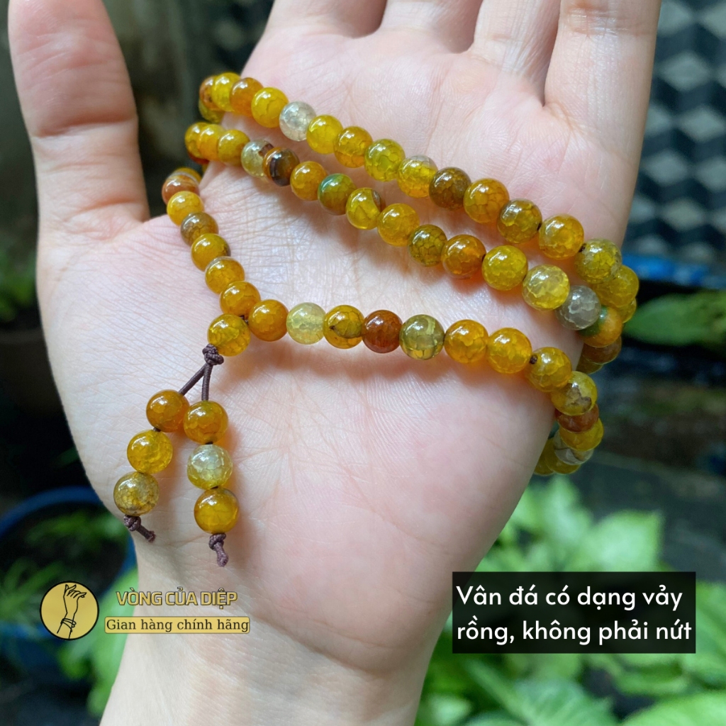 Chuỗi đá đeo tay Mã Não Rồng, vòng 108 hạt 6li cho nữ