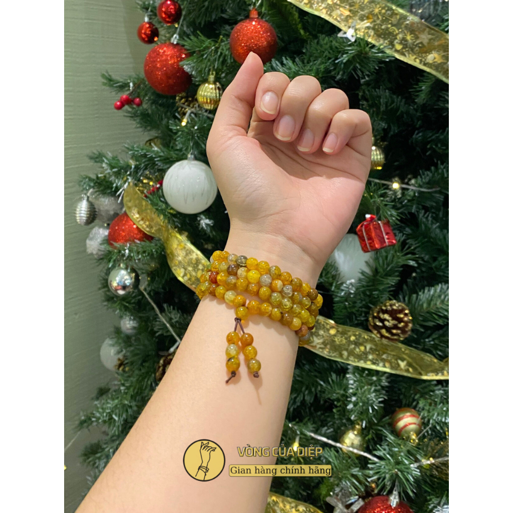 Chuỗi đá đeo tay Mã Não Rồng, vòng 108 hạt 6li cho nữ
