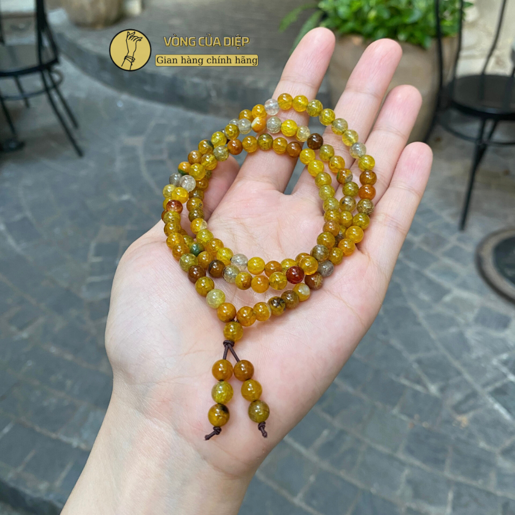 Chuỗi đá đeo tay Mã Não Rồng, vòng 108 hạt 6li cho nữ