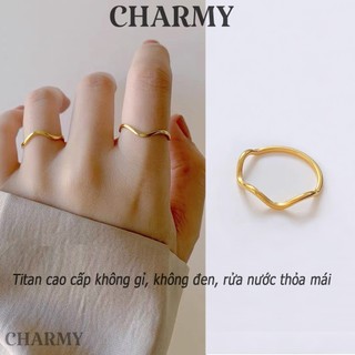 Nhẫn gợn sóng titan không gỉ cao cấp NT02 - Charmy