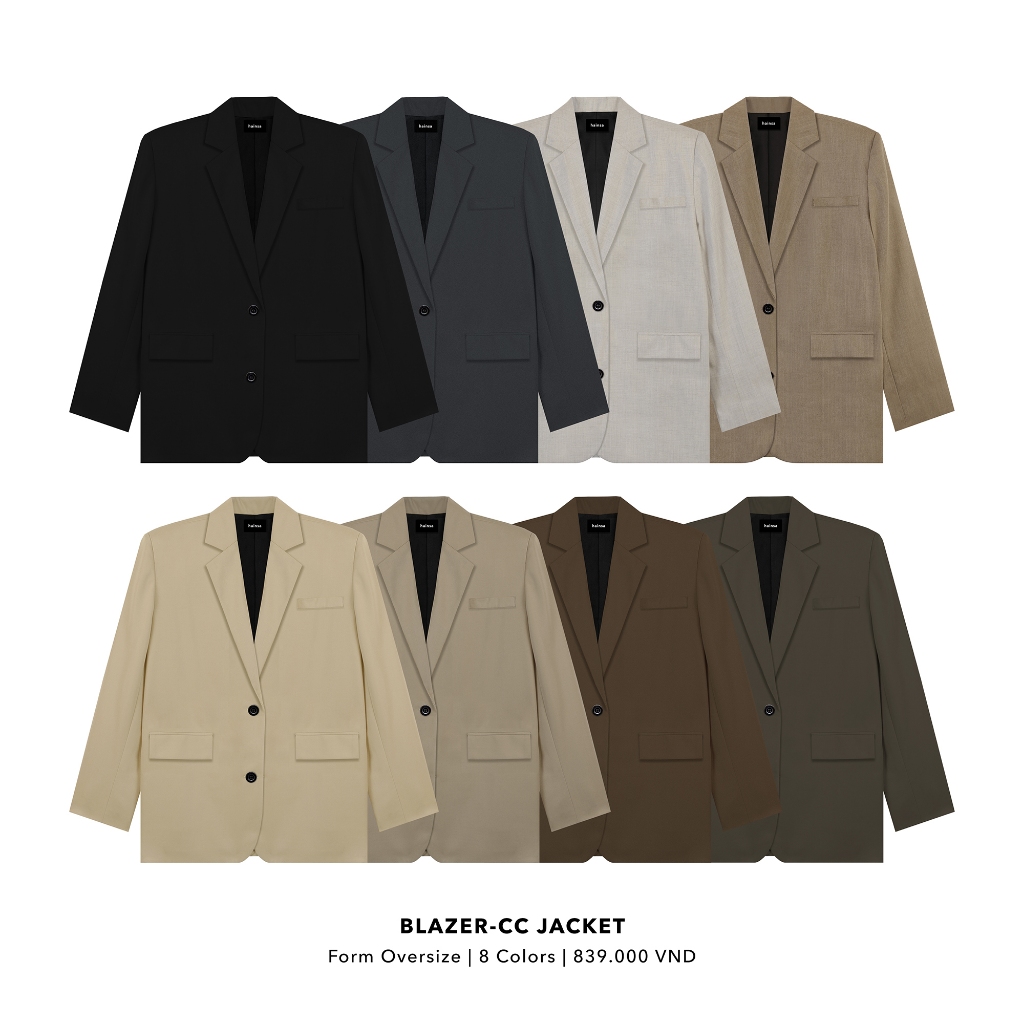 BLAZER-CC JACKET | Đứng Form - Blazer 2 Lớp + Độn Vai | Trơn (8 Màu) | Form Oversize