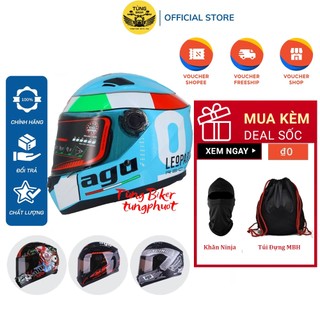 Mũ Bảo Hiểm Full face AGU Chính Hãng - BH 12 Tháng (Tặng Khăn Ninja + Túi)
