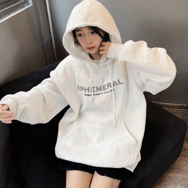 Áo Hoodie In Chữ EPHEMERALL, Áo Nỉ Bông Form Rộng Nam Nữ Unisex Dáng Oversize Xám Tiêu | BigBuy360 - bigbuy360.vn