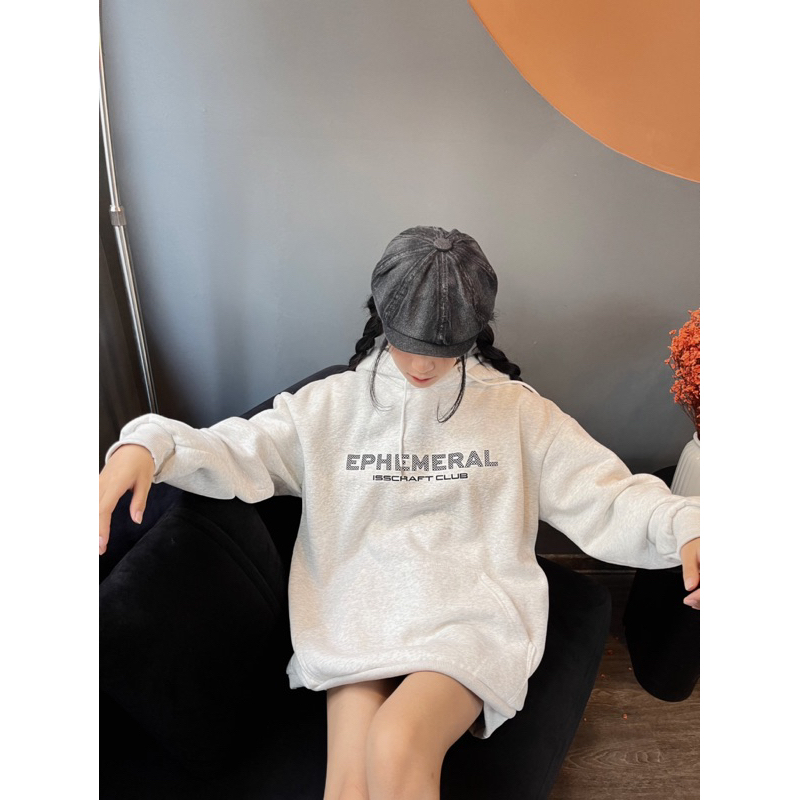 Áo Hoodie In Chữ EPHEMERALL, Áo Nỉ Bông Form Rộng Nam Nữ Unisex Dáng Oversize Xám Tiêu | BigBuy360 - bigbuy360.vn