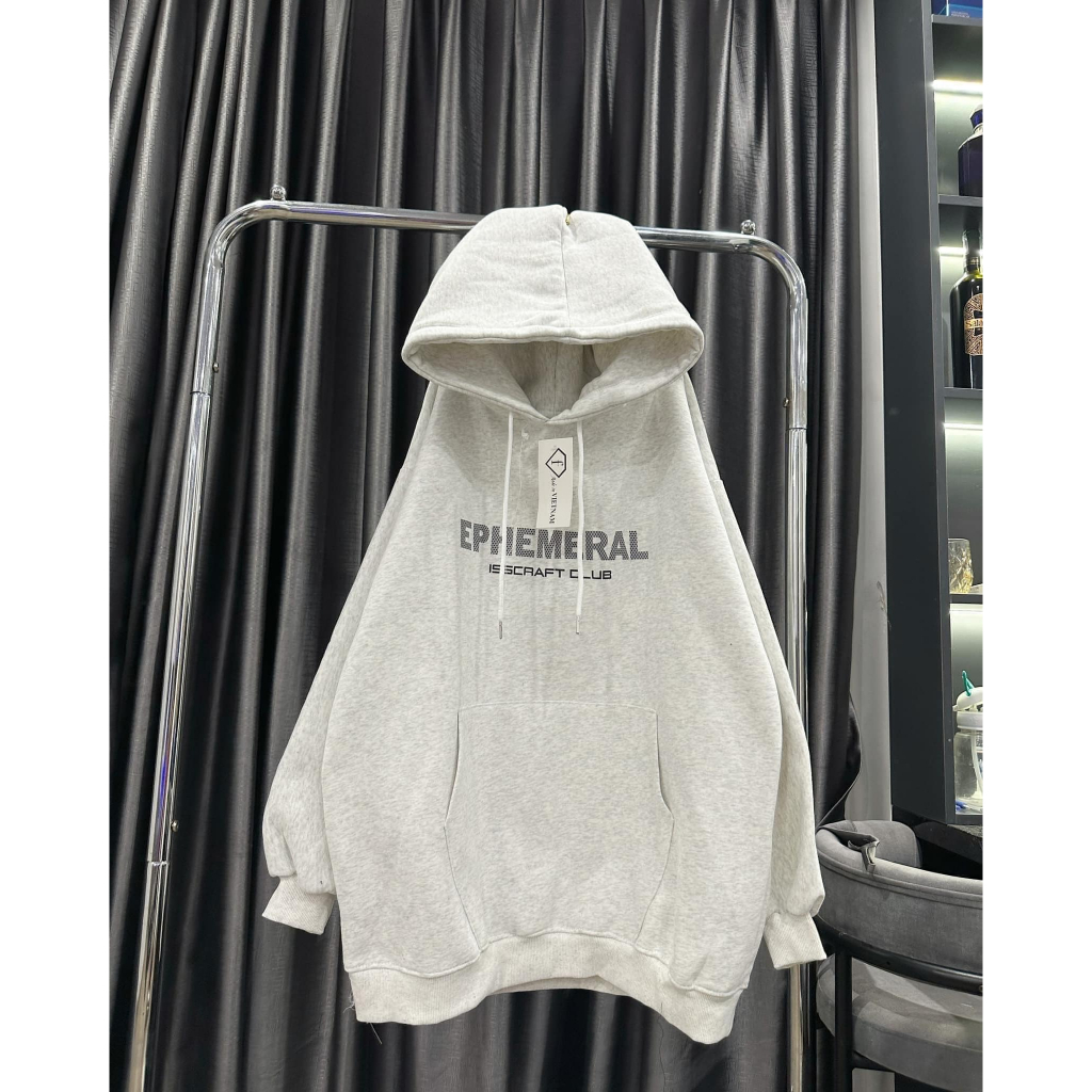 Áo Hoodie In Chữ EPHEMERALL, Áo Nỉ Bông Form Rộng Nam Nữ Unisex Dáng Oversize Xám Tiêu | BigBuy360 - bigbuy360.vn