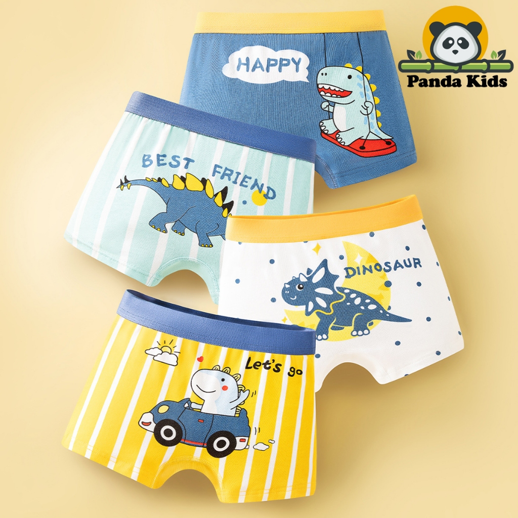 Combo 4 quần sịp đùi quần lót cho bé trai cotton thoáng mát hình ngộ nghĩnh dễ thương