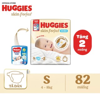 [MẪU MỚI]TÃ/Bĩm dán huggies  skin perfect sơ sinh S 54 miếng tặng 6 MIẾNG,tã dán huggies s 82 MIẾNG