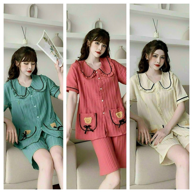 Bộ đồ bầu sau sinh mặc nhà Hàn Quốc, chất cotton, thoáng mát, tiện cho mẹ ty, size to
