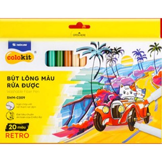  Bút lông màu Fiber Pen 20 màu Retro SWM-C009 Thiên Long Colokit - Bút lông màu rửa được ngòi chóp viết nét thanh nét đậm 
