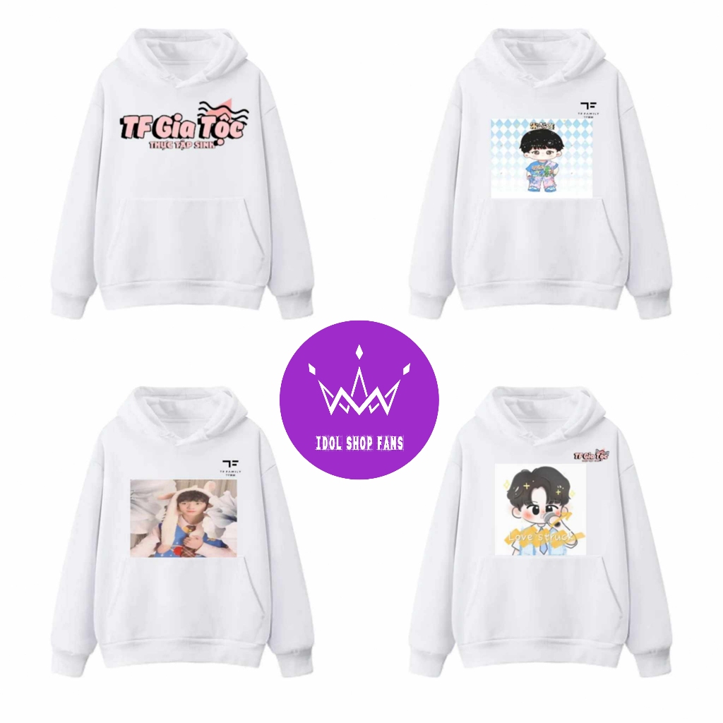 Áo Hoodie Trắng tf gia tộc - áo hoodie tf gia tộc - áo chu chí hâm tả hàng trương cực full size