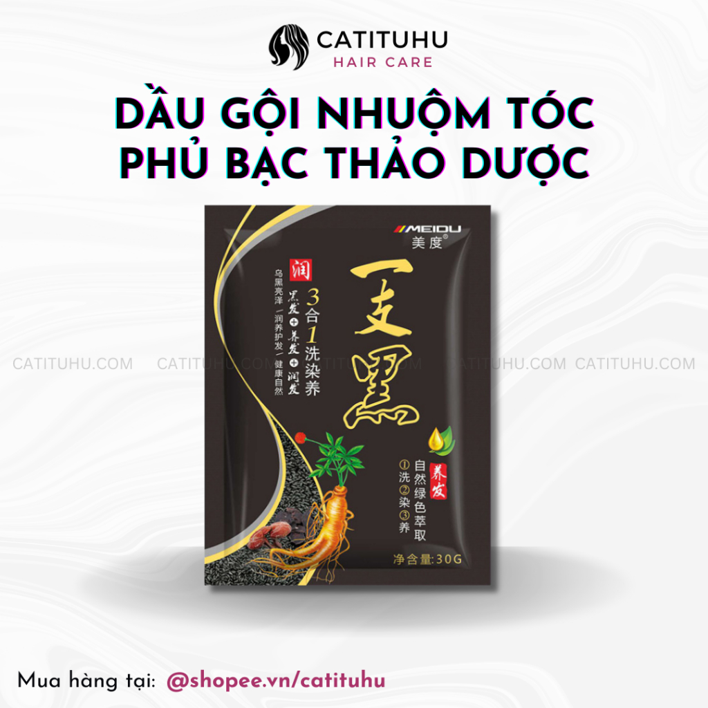 Dầu Gội Nhuộm Tóc Đen Phủ Bạc Tinh Chất Thảo Dược MEIDU