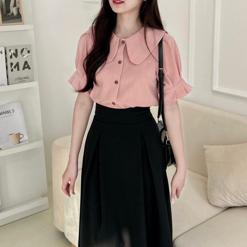 Sơ mi cổ sen chất đũi xước 4 màu (SƠMI ĐẬU)