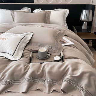 Bộ ga trải giường tencel phối viền sang trọng siêu mềm mướt, mát mịn