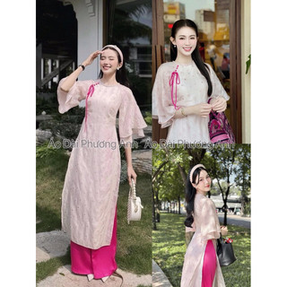 Áo dài cách tân màu hồng siêu hot nhẹ nhàng tiểu thư