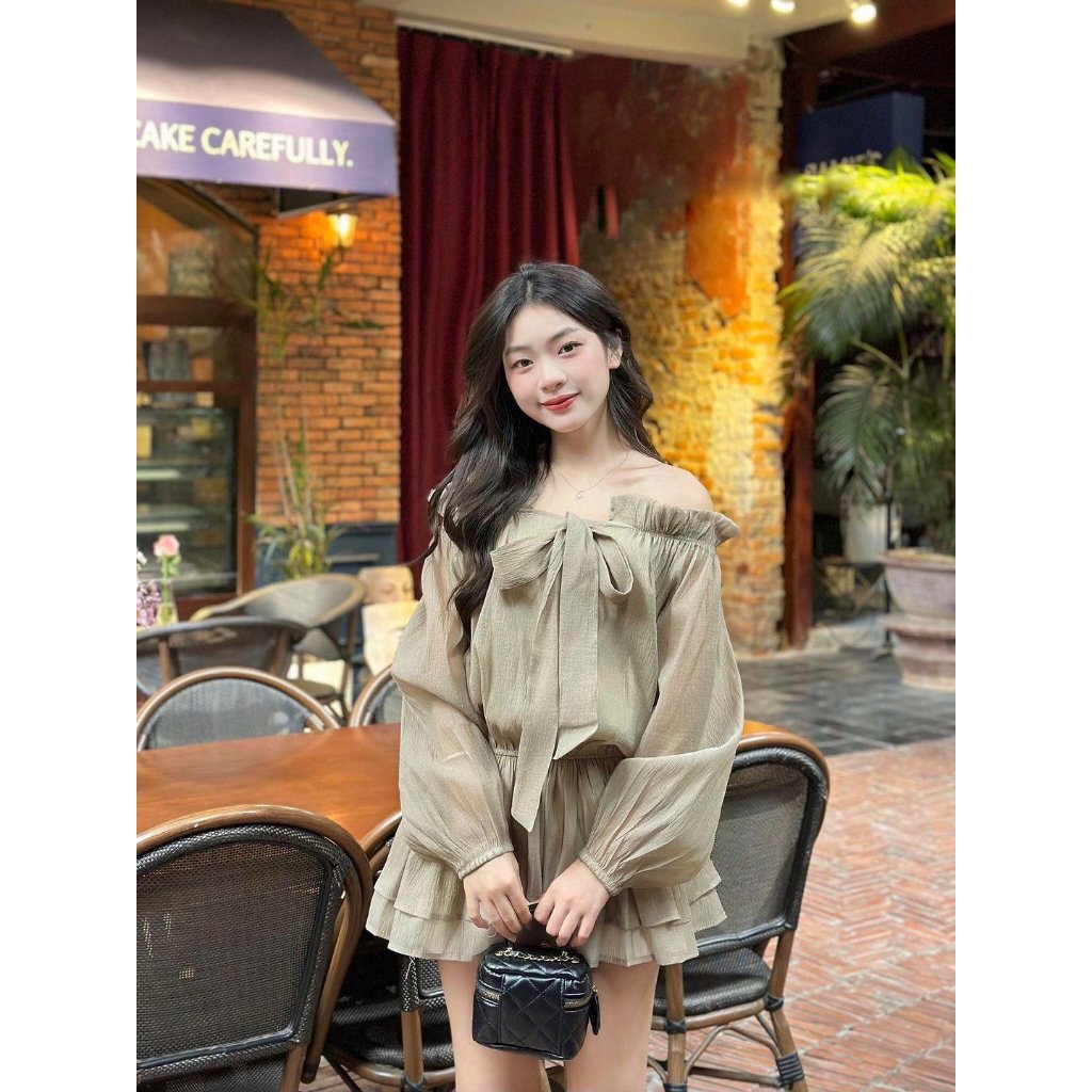 Đầm Ngắn Tay Bồng Nữ SANJOLI Váy Dự Tiệc Thun Dài Ngắn Thiết Kế Đi Chơi VD NEW 14