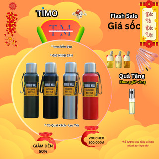 Bình giữ nhiệt inox bình 3 lớp cách nhiệt 750ml 1000ml 1500ml nắp làm cốc giữ nhiệt 24h bền đẹp timostore