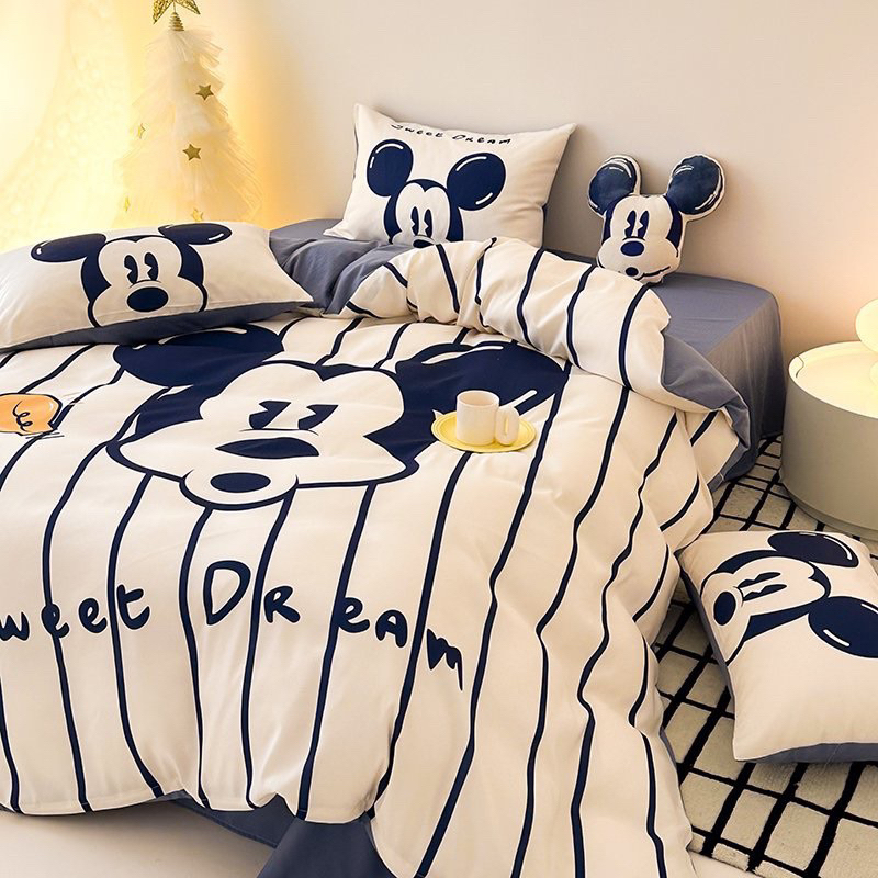 Thanh lý bộ chăn ga cotton đũi mickey 4 món