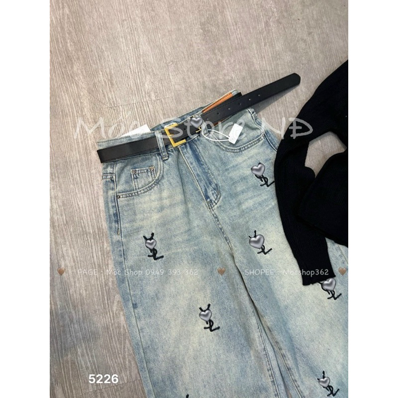 Quần jeans denim thêu hoạ tiết chữ Hot Trend#6666