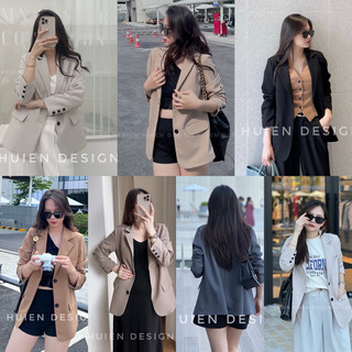 Áo blazer nữ 2 lớp dáng dài tay dài Huien Design thời trang công sở trẻ trung form Hàn Quốc màu sắc