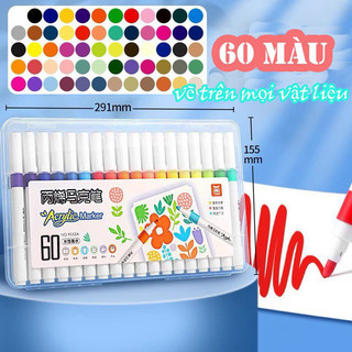   60 màu tăng 50% mực Bút màu acrylic marker 60 màu tô vẽ lên mọi vật liệu chồng màu tốt không thấm giấy 