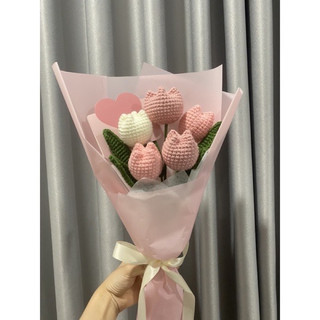 bó hoa tulip len milk cotton