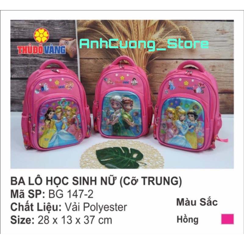 Balo học sinh nữ Thủ Đô Vàng cỡ trung mã BG147-2 hàng chính hãng.