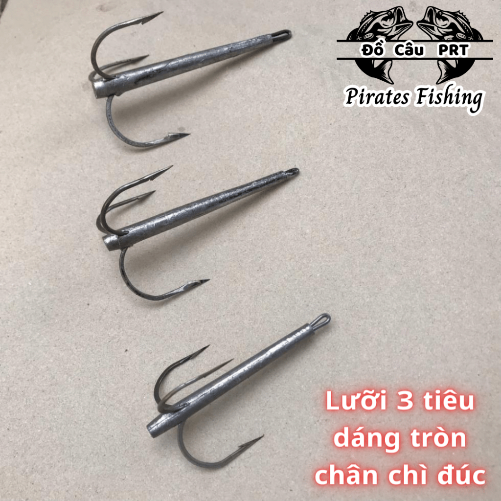 Lưỡi câu lục 3 tiêu thép nga 2 ly xuyên giáp gắn chì đúc