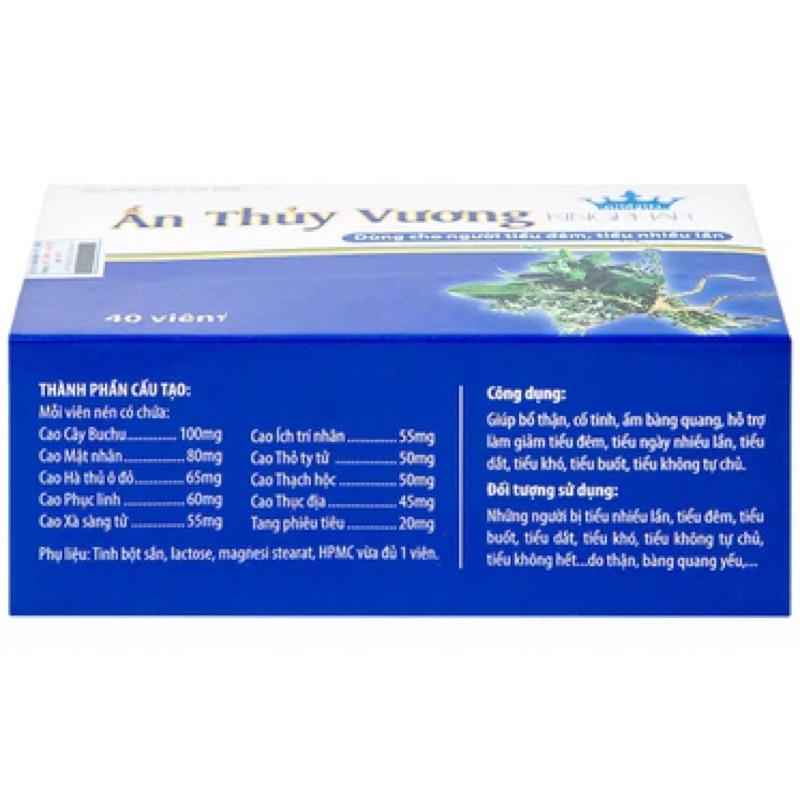 Viên uống Ấn Thủy Vương Kingphar bổ thận, giảm tiêu đêm, tiểu ngày nhiều lần (4 vỉ x 10 viên)