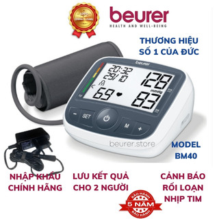 Máy đo huyết áp bắp tay tự động Beurer BM40, đức, hẹn giờ đo, máy đo huyết áp kèm sạc pin