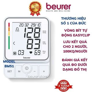 Máy đo huyết kẹp bắp tay tự động Beurer BM51, máy đo huyết áp đức, máy đo huyết áp sạc pin lưu kết quả 2 người, 100kq/ng